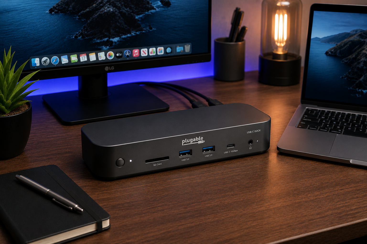 Docking station on desk