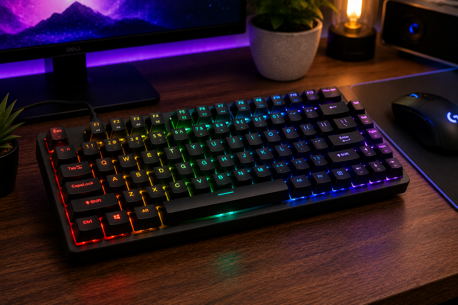 Mechanical keyboard on desk