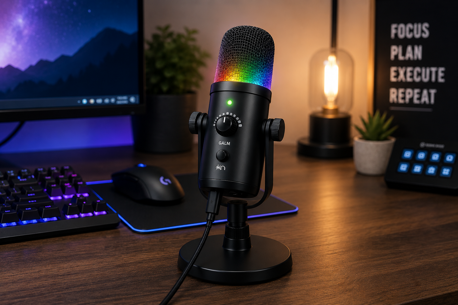 USB microphone on desk